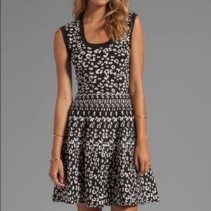 Rebecca Taylor Black White Leopard Dress Large